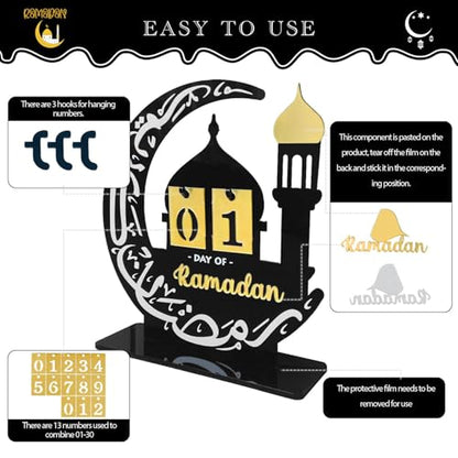 Ramadan Advent Calendar 30 Days Countdown Calendars for Ramadan Eid Mubarak Centerpieces Decorations for Home Office Table
