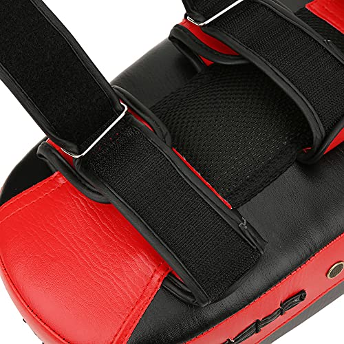Muay Thai Kick Pad, Curved Shock Absorbing Strike Target for Boxing MMA Training PU Leather Red 36 x 19 x 9 cm 1 Pc