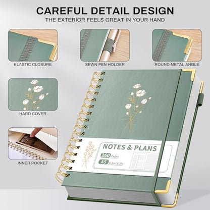Ovesmusl Undated Daily Planner - 126 Days Hourly Schedule & To Do List - A5 Hardcover Spiral Notebook planner with stickers, Metal Corner Protectors & Back Pocket for Work & School, Bouquet - style: Bouquet