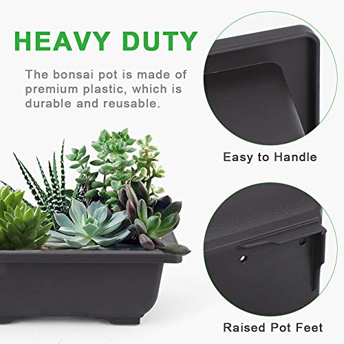GROWNEER 6 Packs 6.5 Inch Bonsai Training Pots with Drainage Humidity Trays, Bonsai Tree Kits with 1 Repotting Mat, Growing Planter for Garden, Yard, Balcony, Office, Indoor, Outdoor - size: 6pcs/6.5x4.8in