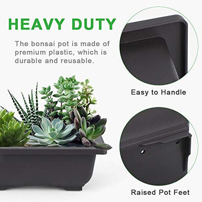 GROWNEER 6 Packs 6.5 Inch Bonsai Training Pots with Drainage Humidity Trays, Bonsai Tree Kits with 1 Repotting Mat, Growing Planter for Garden, Yard, Balcony, Office, Indoor, Outdoor - size: 6pcs/6.5x4.8in