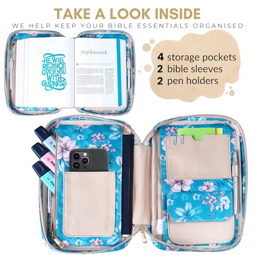 Quilted Bible Case for 6.5 X 9.5 inch Books, Bible Carrying Case for Women, Teal Bible Cover - color: Teal