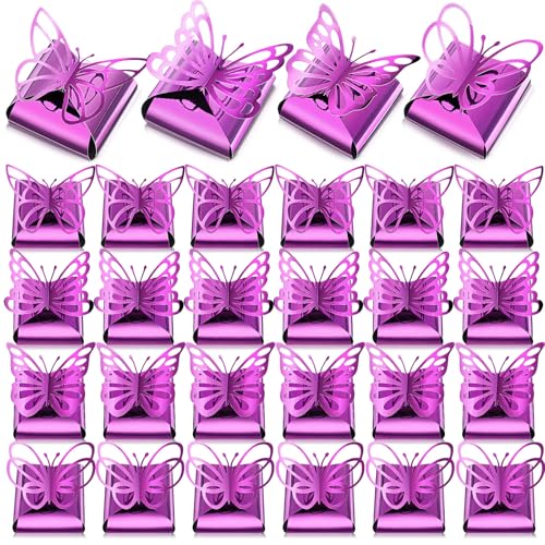 Maitys 50 Pcs Butterfly Wedding Favor Boxes 2.5x2.5 Laser Cut,Purple - color: Purple