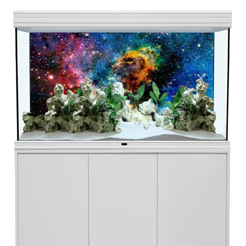 AWERT 36x18 inches Galaxy Aquarium Background Cloud Stars and Colorful Cosmic Universe Fish Tank Background Mystery Space Terrarium Background