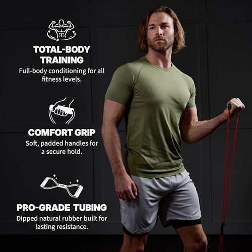 SPRI Ultra Toner Resistance Band, Figure-8 Cord (Multi 4-Pack) | Figure-8 Resistance Cord | Arms, Shoulders & Upper Body | Comfort-Grip Handles | Available in Multiple Resistance Levels