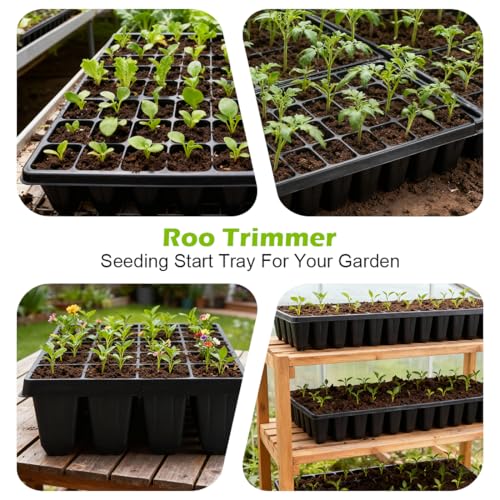 RooTrimmer 10 Pack 40 Cell Seed Starter Trays - Extra Deep 3.9" Plastic Nursery Trays, 20" x 10"，Fits Standard 1020 Flats, for Planting Seedlings, Propagation, Seed Germination and 1020 Flats Inserts - color: Black, size: 40 Cells-10P