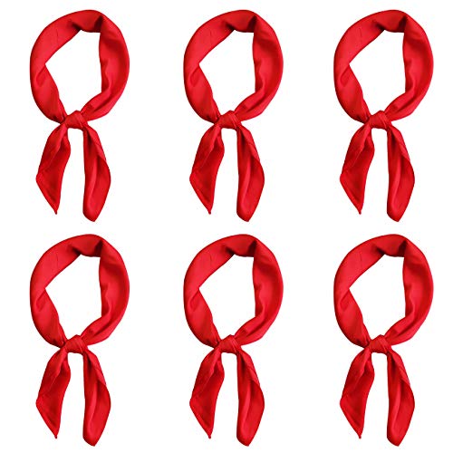 Glamorstar Satin Neck Scarf 6 Packs Square Handkerchief for Women - color: 6 Packs - Red