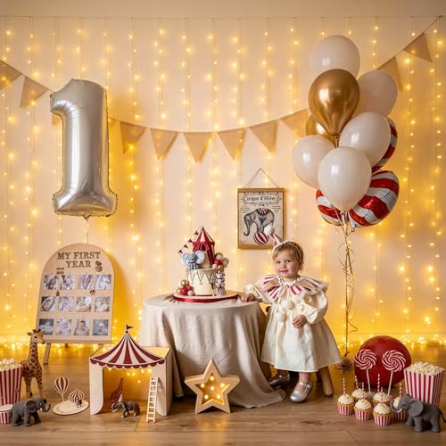 JMEXSUSS USB Plug in Curtain Lights 200 LED with 8 Modes, 6.5ftx6.5ft - color: *Warm White, size: 200 LED