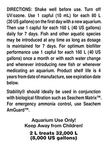 Seachem Stability Fish Tank Stabilizer - For Freshwater and Marine Aquariums 2L / 67.6 oz - color: Clear, size: 2 l / 67.6 fl oz