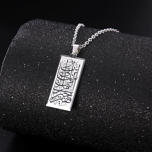 UNIFT Islamic Muslim Allah Layered Necklaces For Women Stainless Steel Charm Water Drop Heart Shape Allah Pendant Double Layer Necklace Islamic Jewelry - color: silver 4