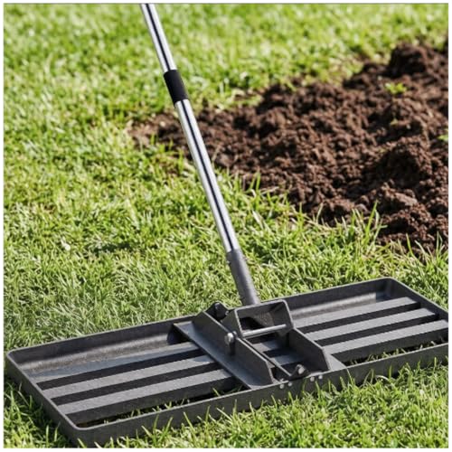 Lawn Leveling Rake 30x10, 6.2FT Heavy Duty Yard Leveler for Dirt & Soil | 30x10" Mn Steel Plate Levels Dirt, Soil & Sand, Stainless Adjustable Long Handle , Garden & Golf Course Leveling