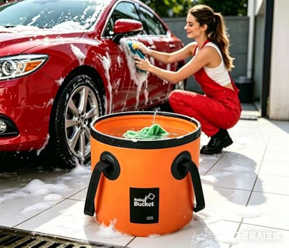 MIZORLIE Collapsible Buckets, Camping Water Storage Container 5 Gallon(20L) Portable Folding Bucket Wash Basin - color: Yellow