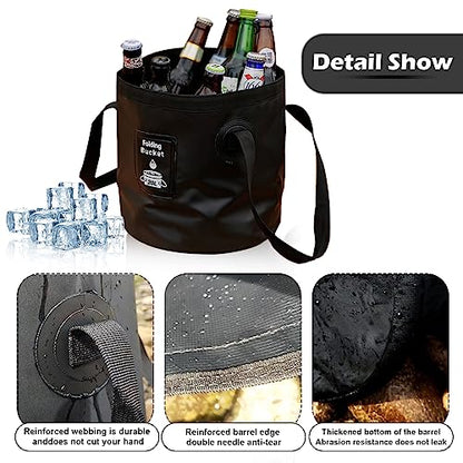 Collapsible Bucket with Handle, Lightweight Folding Water Container, Portable Collapsible Bucket for Fishing, Camping, Hiking, Backpacking, Outdoor Survival, Car Washing Black 20L - size: 20L