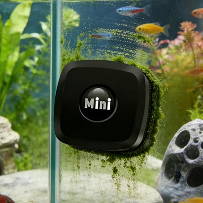 Aquarium Glass Algae Scraper Fish Tank Cleaner Mini Stain Scrubber Pads Aquarium Cleaning Tool for 1/5 Inch Thick Small Fish Tank up to 10 Gallons