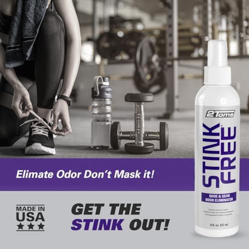 2Toms StinkFree Shoe Odor Eliminator Spray for Shoes & Gear, 8 Ounces | Odor Eliminating Spray