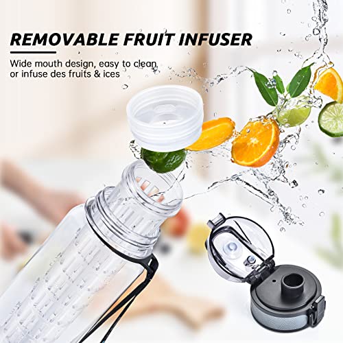 UTEBIT 32 OZ Fruit Infuser Water Bottle, Clear | Time Maker - style: 32OZ