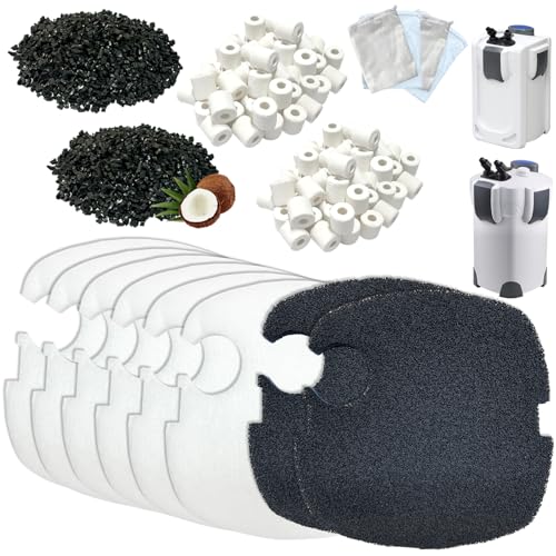 16-Set Aquarium Filter Replacement Media Compatible with SUNSUN Canister Filters HW-304A/304B, 404A/404B, 704A/704B and 3000,Polar Aurora 525 GPH - size: SUNSUN HW-304A/B,404A/B,704A/B 3000 Media Set