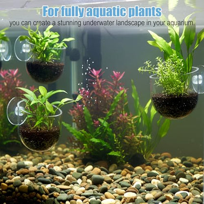 Suction Cup Plant Holder, 3 Pcs ABS Aquarium Plant Holder Transparent Fish Tank Plants Holder Aquatic Plants Cup for Aquascape Decoration