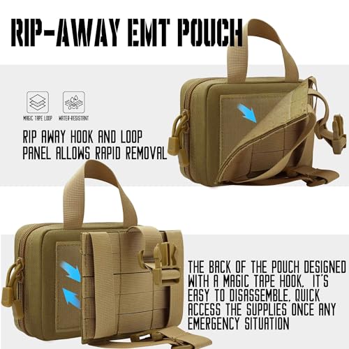 Upgrade Molle Rip Away Ifak Pouch, Tactical Small Belt First Aid Pouch Medical Utility EMT Pouch Only - color: Upgrade - Tan