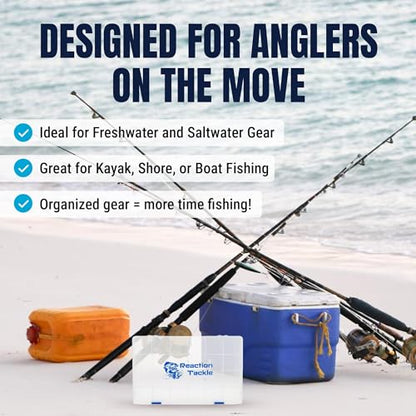 Reaction Tackle Basic Tackle Trays, Clear Plastic Utility Box Organizers with Removable Dividers for Lures, Hooks and Terminal Rigs, Fits Tackle Bags and Boxes - 3700 (4-Pack) - size: 3700 (4-Pack)