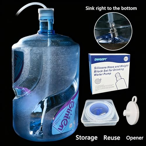 Food Grade Silicone Hose for 5gallon Water Jug with Weight Block&Opener 7ft | Food Grade Replacement Silicone Tubing & Weighted Block with most USB 5 Gallon Water Jug Pump, keep stable water supply daily - size: 7 ft