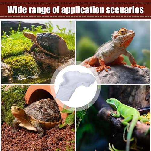 Extra Large Reptile Bathing Pool Reptile Feeding Dish Water Bowl with Ramp Aquarium Ornament for Gecko, Snake, Turtle, Bearded Dragon, Lizard (White) - color: White