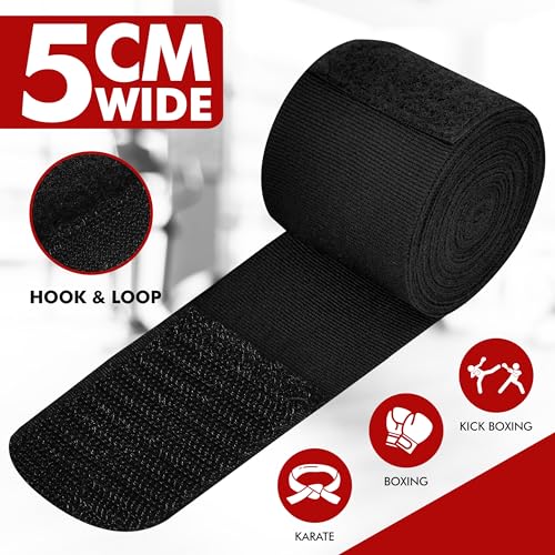Boxing Hand Wraps, 180 Inches Inner Gloves with Thumb Loop | Elasticated Knuckle Protection for Martial Arts | Soft Under Mitts for Muay Thai, Kickboxing, MMA, Punching Bag Men Women - color: Black