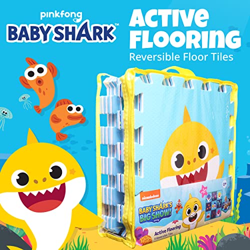 Baby Shark's Big Show! Kids Foam Mat, Interlocking Puzzle Non Slip Flooring Tiles, Multi, 36 x 36 Inches, 9 Tiles