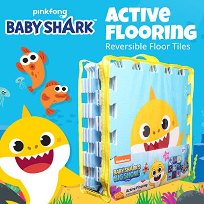 Baby Shark's Big Show! Kids Foam Mat, Interlocking Puzzle Non Slip Flooring Tiles, Multi, 36 x 36 Inches, 9 Tiles