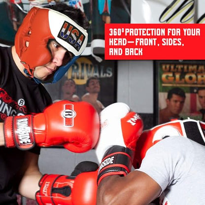 Ringside Competition-Like Boxing Headgear with Cheeks - color: Blue, size: Small
