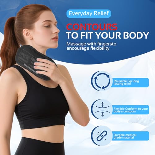 Ice Packs for Injuries Reusable (3-Piece Set) – Hot and Cold Ice Packs for Knee, Reusable Gel Wraps Support, Adjustable Ice Pack Pain Relief for Shoulders, Back Joints Muscles, Knees, Arms and Legs - size: 3 Piece Set - Regular, style: Drak Black