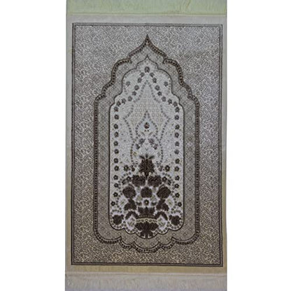 Modefa Turkish Islamic Velvet Prayer Rug - Prayer Mat Carpet for Men and Women - Traditional Muslim Janamaz Sajada - Ramadan or Eid Gift - with Car Hanger - Luxury Winter Rose (Hazelnut/Cream) - color: Hazelnut / Cream