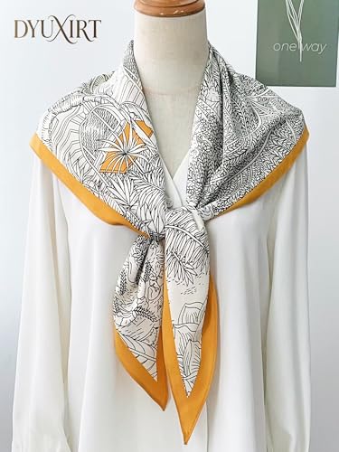 Triangle Shawls Scarf Head Hair Neck For Women Scarves Fashion Silk Feeling Lady Lightweight 51 * 23.6inch - color: K24-hawaii With Yellow Borders（51*23.6inch）
