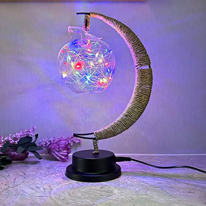 LED Decorative Enchanted Lunar Lamp with USB Power ,Table Lamp Lunar Lamp Crescent Ramadan Lamps Bedside Night Lights Gifts Suitable for Christmas Halloween Birthday 5.5*5.1*11inch - style: Art Deco