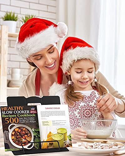 MSDADA 1PC Desk Book Stand Metal Reading Rest Book Holder Adjustable Cookbook Documents Holder Portable Sturdy Bookstands for Recipes Textbooks Tablet Music Books with Page Clips (Black) - color: Black