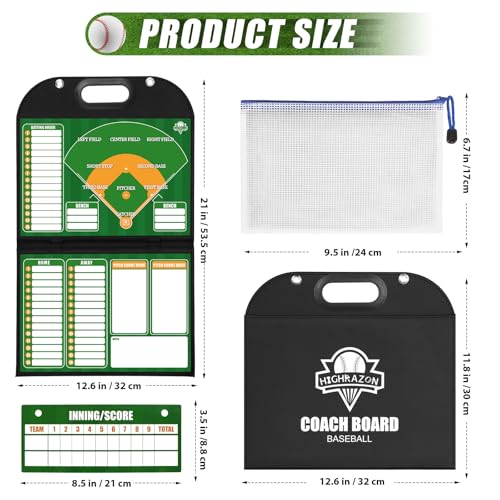 Magnetic Coaching Board – Foldable Dugout Display with Carry Handle, Leather-Covered Double-Sided Strategy & Lineup Planner for Baseball, Softball and Soccer - style: Baseballl