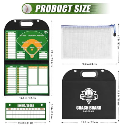Magnetic Coaching Board – Foldable Dugout Display with Carry Handle, Leather-Covered Double-Sided Strategy & Lineup Planner for Baseball, Softball and Soccer - style: Baseballl
