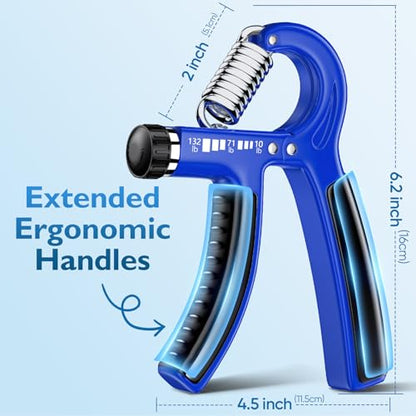 FitBeast Grip Strengthener 팔뚝 강화제, 근력 훈련 및 재활을 위한 조절 가능한 핸드 그립 강화제, 4.5-59.9kg(10-132파운드) 저항, 운동 선수 및 물리 치료에 이상적 (1개) - color: 다크 블루