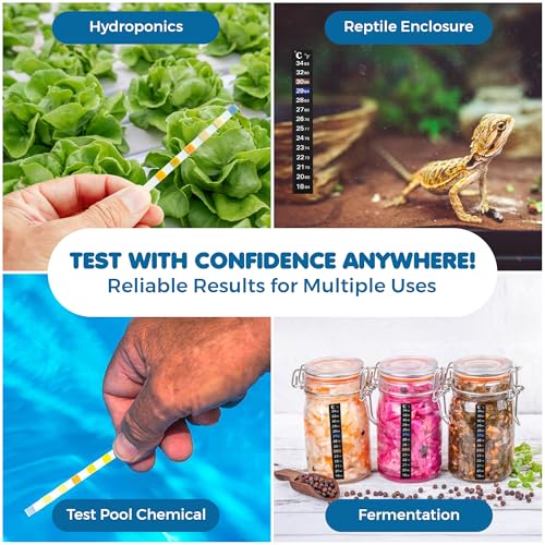 SunGrow Test Kit for Aquarium, Accurate Water Quality Monitoring, Essential Tool for Fish Keepers and Tank Maintenance, 1 Bottle with 100 Strips & 3-Piece Sticker Thermometer, 1 Set Per Pack - size: 100 Strips + 3 Thermometers