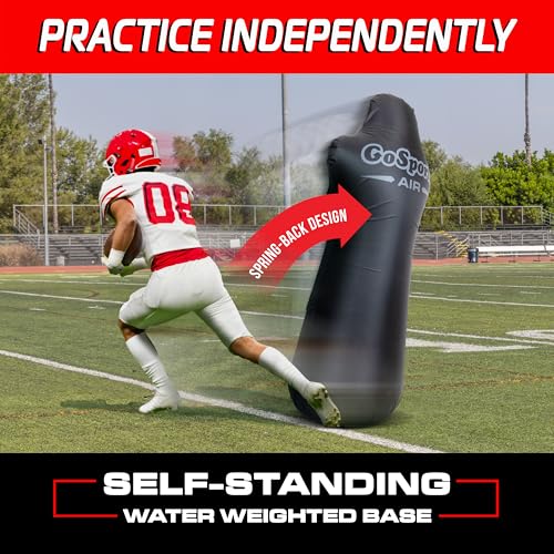 GoSports Football Blocking and Tackling Dummy with Water Weighted Base - Football Training Equipment for Practice - 6 ft Tall Inflatable
