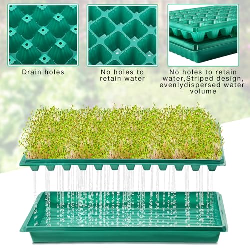 10 Pcs Seed Starter Kit 72 Cell Seedling Starting Trays and 1020 Trays No Holes Plant Growing Nursery Pots for Gardening Germination Propagation (Green)