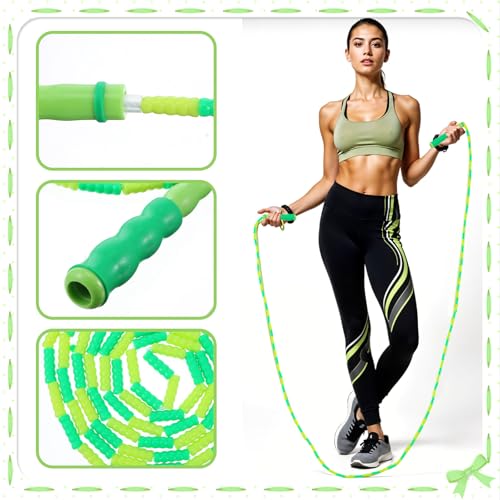 16 Pack Jump Ropes for Adults, 9.2 Feet Adjustable Length Free Segmented Skipping Rope Bulk Soft Beaded Jumping Ropes for Women Men Exercise Training Workout