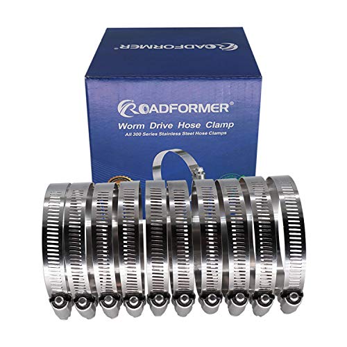 4 inch Hose Clamp Full Stainless Steel: 90mm - 114mm,10 Pack | 4 Hose Clamp Worm Gear SAE 64 Size, 1/2" Band Width Hose Clamps: smoothly install and precisely fit hose & pipe size - size: 4" Hose Clamp 90mm - 114mm (3.54" - 4.5")