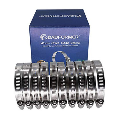 4 inch Hose Clamp Full Stainless Steel: 90mm - 114mm,10 Pack | 4 Hose Clamp Worm Gear SAE 64 Size, 1/2" Band Width Hose Clamps: smoothly install and precisely fit hose & pipe size - size: 4" Hose Clamp 90mm - 114mm (3.54" - 4.5")