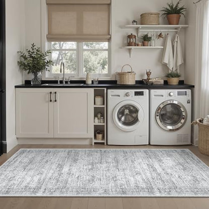Soalmost Runner Rug 2x5 Washable Non-Slip Kitchen Entry Runners Grey - color: Grey, size: 2' x 5' (Runner)