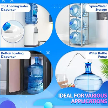 5 Gallon Water Jug Cap 4 Pack, Reusable Leak Resistant Bottle Caps | Wear Resistant Lids Reseal Jugs on Dispensers and Coolers - 2.4 x 0.94 In, Fit Standard Gallon Bottles for Kitchens, Offices