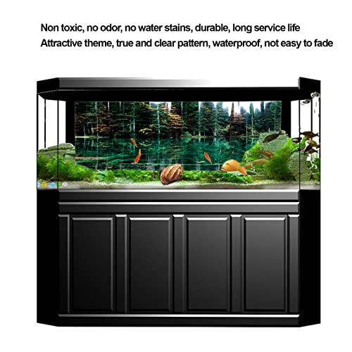 3D PVC Self Adhesive Fish Tank Wallpaper Sticker, Lake Reflection Pattern, for Aquarium Fish Tank Decoration, Premium 1 Roll (122 * 50CM) - size: 122*50CM
