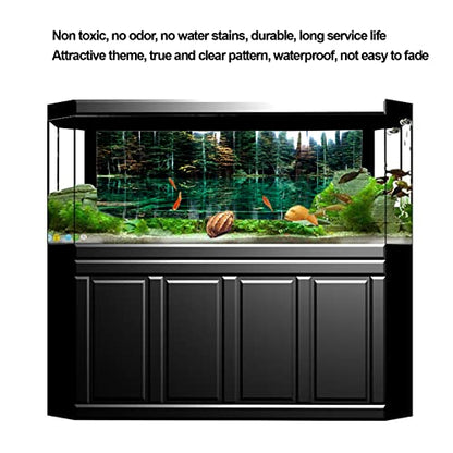 3D PVC Self Adhesive Fish Tank Wallpaper Sticker, Lake Reflection Pattern, for Aquarium Fish Tank Decoration, Premium 1 Roll (122 * 50CM) - size: 122*50CM