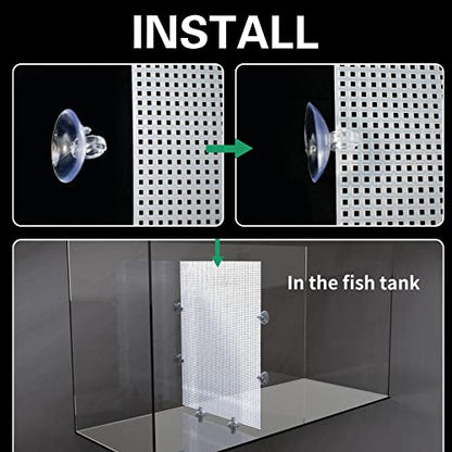 2 Pack Fish Tank Divider with Suction Cup, Aquarium Divider Plastic Cuttable Grid Plate for Juvenile Fish Separator DIY Designed Clear Easy to Bent Cut and Assemble, 10x13in - size: 10x13in