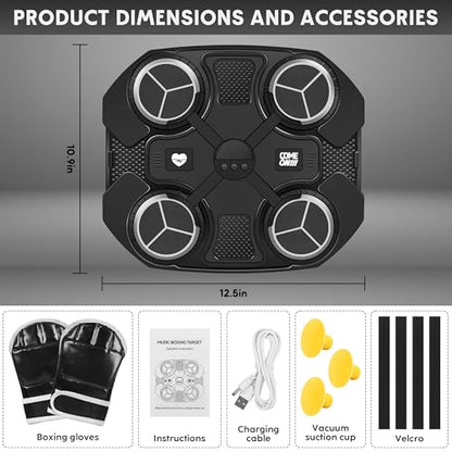 Music Boxing Machine Sport Toys for Kids and Adults,Wall Mounted Bluetooth Smart Punching Target,Training Pad Toy with Boxing Glove,Ideas Toys for Boys Girls Kids 3 4 5 6 7 8 9 10 11 12+ Years Old - color: Black XS